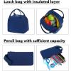 imageBluboon Teens Backpack Set Girls School Backpack Lunch Box Pencil Bags Student Bookbags 3 in 1Navy Blue3