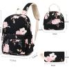 imageBluboon Teens Backpack Set Girls School Backpack Lunch Box Pencil Bags Student Bookbags 3 in 1Pink Rose Black