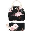 imageBluboon Teens Backpack Set Girls School Backpack Lunch Box Pencil Bags Student Bookbags 3 in 1Pink Rose Black