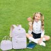 imageBluboon Teens Backpack Set Girls School Backpack Lunch Box Pencil Bags Student Bookbags 3 in 1Purple3 Sets