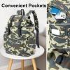 imageBluboon Vintage Backpack Leather Trim Casual Bookbag Men Women Laptop Travel Rucksack camou