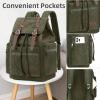 imageBluboon Vintage Backpack Leather Trim Casual Bookbag Men Women Laptop Travel RucksackArmy Green