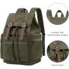 imageBluboon Vintage Backpack Leather Trim Casual Bookbag Men Women Laptop Travel RucksackArmy Green