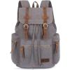imageBluboon Vintage Backpack Leather Trim Casual Bookbag Men Women Laptop Travel RucksackGrey