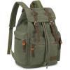 imageBluboon Vintage Backpack Leather Trim Casual Bookbag Men Women Laptop Travel RucksackOlivegreen