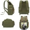 imageBluboon Vintage Backpack Leather Trim Casual Bookbag Men Women Laptop Travel RucksackOlivegreen