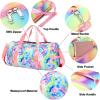 imageDuffle Bag for Girls Teen Sport Gym Bag Women Weekender Carry On Workout Duffel Overnight Shoulder Bag with Shoe Compartment Tie DyeBlue