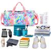 imageDuffle Bag for Girls Teen Sport Gym Bag Women Weekender Carry On Workout Duffel Overnight Shoulder Bag with Shoe Compartment Tie DyeBlue