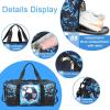 imageKids Duffle Bag for Boys Water Resistant Small Gym Bag Overnight Weekender Travel Tote with Shoe Compartment and Wet PocketBluepassion football