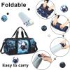 imageKids Duffle Bag for Boys Water Resistant Small Gym Bag Overnight Weekender Travel Tote with Shoe Compartment and Wet PocketBluepassion football