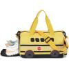 imageKids Duffle Bag for Boys Water Resistant Small Gym Bag Overnight Weekender Travel Tote with Shoe Compartment and Wet PocketSchool Bus Yellow