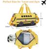 imageKids Duffle Bag for Boys Water Resistant Small Gym Bag Overnight Weekender Travel Tote with Shoe Compartment and Wet PocketSchool Bus Yellow