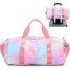 imageSport Gym Duffle Travel Bag for Men Women Duffel with Shoe Compartment Wet Pocket MarbleWhite 197quotx95quotx99quotRainbow PinkC