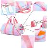 imageSport Gym Duffle Travel Bag for Men Women Duffel with Shoe Compartment Wet Pocket MarbleWhite 197quotx95quotx99quotRainbow PinkC