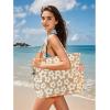 imageWaterproof Beach Tote Pool Bags for Women Ladies Extra Large Gym Tote Carry On Bag With Wet Compartment for Weekender TravelBeige Floral 157