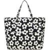 imageWaterproof Beach Tote Pool Bags for Women Ladies Extra Large Gym Tote Carry On Bag With Wet Compartment for Weekender TravelBeige Flower With Black Background