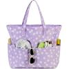 imageWaterproof Beach Tote Pool Bags for Women Ladies Extra Large Gym Tote Carry On Bag With Wet Compartment for Weekender TravelBeige Flower95 Purple