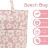 imageWaterproof Beach Tote Pool Bags for Women Ladies Extra Large Gym Tote Carry On Bag With Wet Compartment for Weekender TravelBeige Flowers