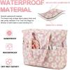 imageWaterproof Beach Tote Pool Bags for Women Ladies Extra Large Gym Tote Carry On Bag With Wet Compartment for Weekender TravelBeige Flowers