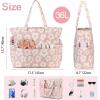 imageWaterproof Beach Tote Pool Bags for Women Ladies Extra Large Gym Tote Carry On Bag With Wet Compartment for Weekender TravelBeige Flowers