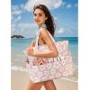 imageWaterproof Beach Tote Pool Bags for Women Ladies Extra Large Gym Tote Carry On Bag With Wet Compartment for Weekender TravelBeige Flowers