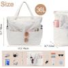 imageWaterproof Beach Tote Pool Bags for Women Ladies Extra Large Gym Tote Carry On Bag With Wet Compartment for Weekender TravelBeige Grid