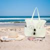 imageWaterproof Beach Tote Pool Bags for Women Ladies Extra Large Gym Tote Carry On Bag With Wet Compartment for Weekender TravelBeige Snowflakes