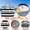 imageWaterproof Beach Tote Pool Bags for Women Ladies Extra Large Gym Tote Carry On Bag With Wet Compartment for Weekender TravelBlack Whitestripe