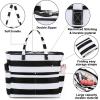 imageWaterproof Beach Tote Pool Bags for Women Ladies Extra Large Gym Tote Carry On Bag With Wet Compartment for Weekender TravelBlack Whitestripe