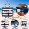 imageWaterproof Beach Tote Pool Bags for Women Ladies Extra Large Gym Tote Carry On Bag With Wet Compartment for Weekender TravelBlue Grey Stripes