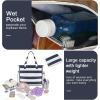 imageWaterproof Beach Tote Pool Bags for Women Ladies Extra Large Gym Tote Carry On Bag With Wet Compartment for Weekender TravelBlue Grey Stripes