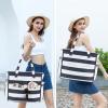 imageWaterproof Beach Tote Pool Bags for Women Ladies Extra Large Gym Tote Carry On Bag With Wet Compartment for Weekender TravelBlue Grey Stripes