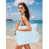 imageWaterproof Beach Tote Pool Bags for Women Ladies Extra Large Gym Tote Carry On Bag With Wet Compartment for Weekender TravelBlue White Checked