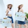 imageWaterproof Beach Tote Pool Bags for Women Ladies Extra Large Gym Tote Carry On Bag With Wet Compartment for Weekender TravelBlue White Checked