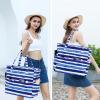 imageWaterproof Beach Tote Pool Bags for Women Ladies Extra Large Gym Tote Carry On Bag With Wet Compartment for Weekender TravelBlue White Stripes