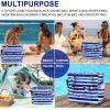 imageWaterproof Beach Tote Pool Bags for Women Ladies Extra Large Gym Tote Carry On Bag With Wet Compartment for Weekender TravelBlue White Stripes