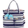 imageWaterproof Beach Tote Pool Bags for Women Ladies Extra Large Gym Tote Carry On Bag With Wet Compartment for Weekender TravelBlue and White Stripes