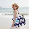 imageWaterproof Beach Tote Pool Bags for Women Ladies Extra Large Gym Tote Carry On Bag With Wet Compartment for Weekender TravelBlue and White Stripes