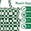 imageWaterproof Beach Tote Pool Bags for Women Ladies Extra Large Gym Tote Carry On Bag With Wet Compartment for Weekender TravelCheck Green White