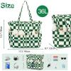 imageWaterproof Beach Tote Pool Bags for Women Ladies Extra Large Gym Tote Carry On Bag With Wet Compartment for Weekender TravelCheck Green White