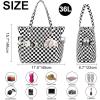 imageWaterproof Beach Tote Pool Bags for Women Ladies Extra Large Gym Tote Carry On Bag With Wet Compartment for Weekender TravelChecked Black White