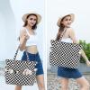 imageWaterproof Beach Tote Pool Bags for Women Ladies Extra Large Gym Tote Carry On Bag With Wet Compartment for Weekender TravelChecked Black White