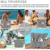 imageWaterproof Beach Tote Pool Bags for Women Ladies Extra Large Gym Tote Carry On Bag With Wet Compartment for Weekender TravelChecked Black White