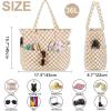 imageWaterproof Beach Tote Pool Bags for Women Ladies Extra Large Gym Tote Carry On Bag With Wet Compartment for Weekender TravelChecked Brown White