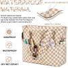imageWaterproof Beach Tote Pool Bags for Women Ladies Extra Large Gym Tote Carry On Bag With Wet Compartment for Weekender TravelChecked Brown White