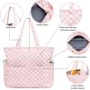 imageWaterproof Beach Tote Pool Bags for Women Ladies Extra Large Gym Tote Carry On Bag With Wet Compartment for Weekender TravelChecked Pink White