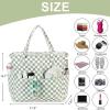 imageWaterproof Beach Tote Pool Bags for Women Ladies Extra Large Gym Tote Carry On Bag With Wet Compartment for Weekender TravelGrass Green White Grid