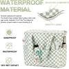 imageWaterproof Beach Tote Pool Bags for Women Ladies Extra Large Gym Tote Carry On Bag With Wet Compartment for Weekender TravelGrass Green White Grid