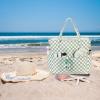 imageWaterproof Beach Tote Pool Bags for Women Ladies Extra Large Gym Tote Carry On Bag With Wet Compartment for Weekender TravelGrass Green White Grid