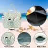 imageWaterproof Beach Tote Pool Bags for Women Ladies Extra Large Gym Tote Carry On Bag With Wet Compartment for Weekender TravelGrass Green White Grid